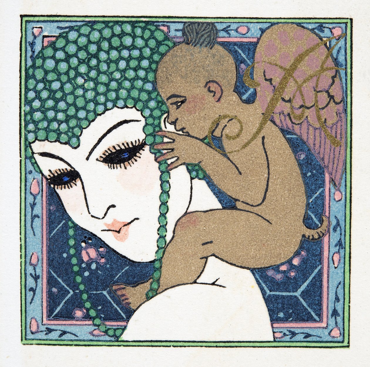 A betű, a Personages de Comedie pub. 1922 (sablonnyomat) alkotó: Francois Louis Schmied