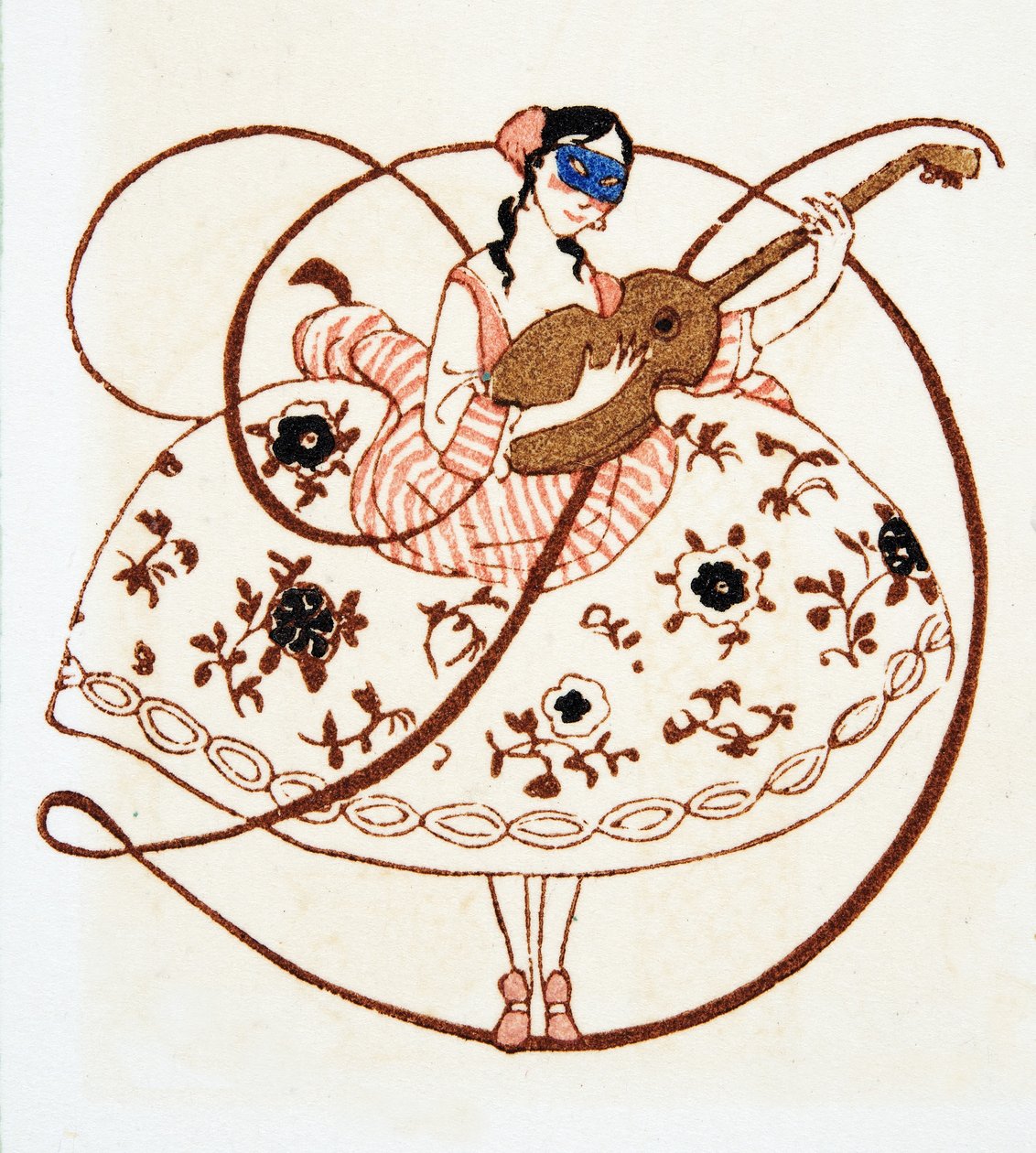 D betű, a Personages de Comedie pub. 1922 (sablonnyomat) alkotó: Francois Louis Schmied