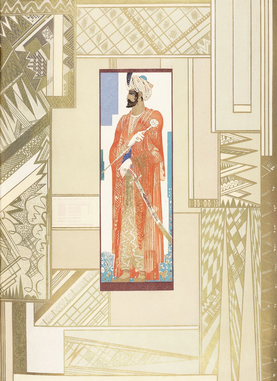 Férfi turbánban, modern dizájnnal alkotó: Francois Louis Schmied