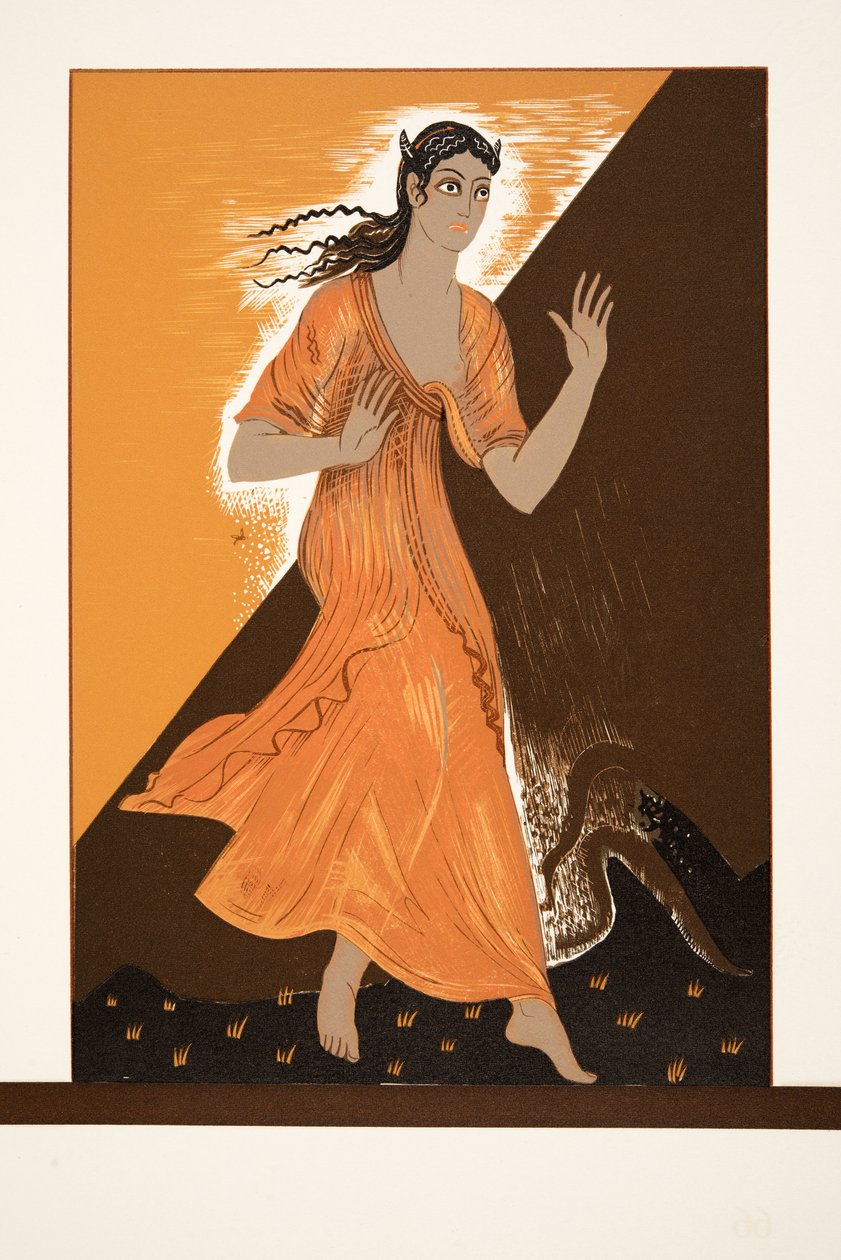 Pandora, Aiszkhülosz által megláncolt Prometheustól, kocsma. 1941 (sablonnyomat) alkotó: Francois Louis Schmied