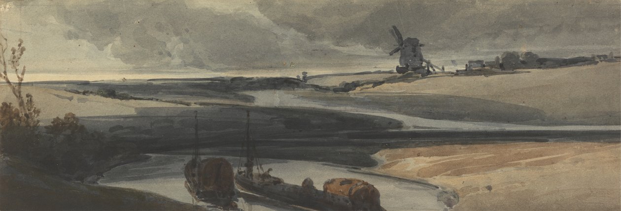 Egy francia csatorna jelenet, 1810 (wc papíron) alkotó: Francois Louis Thomas Francia