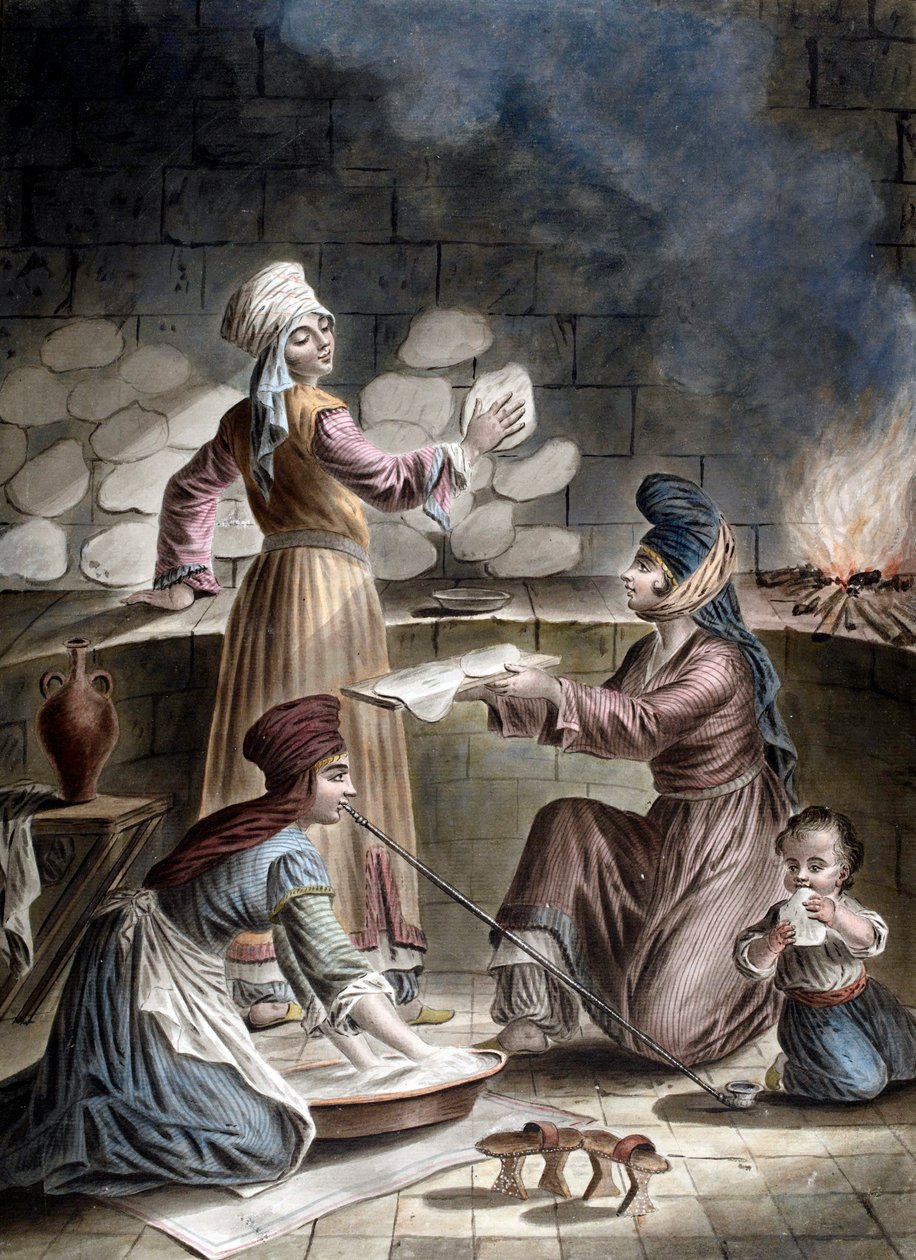 Török nők kenyeret sütnek - Török nők kenyeret sütnek - Francois Marie Rosset (1752-1824) alkotó: Francois Marie Rosset