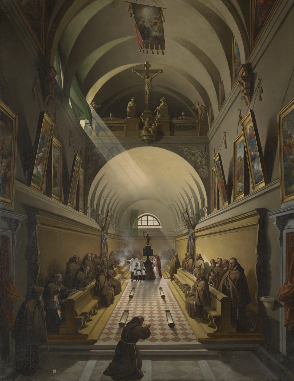 Egy kapucinus kolostor belseje, 1820 körül alkotó: Francois Marius Granet