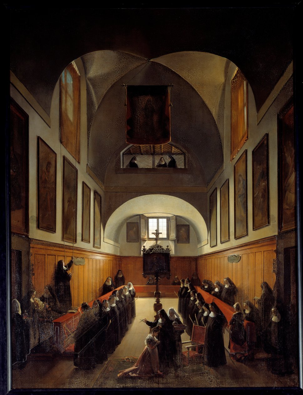 Ruhát vesz egy fiatal lány Albanóból a római St. Clair kolostor kórusában. Francois Marius Granet (1775-1849) festménye alkotó: Francois Marius Granet
