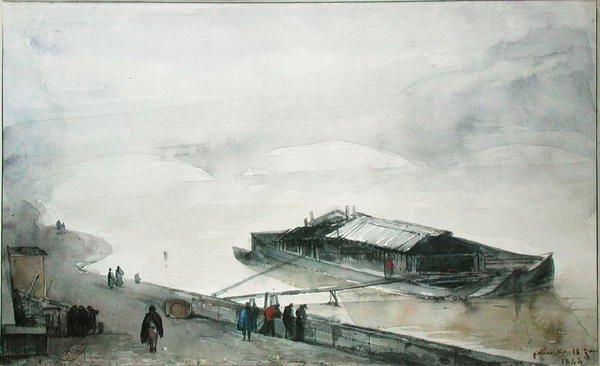 Szajna, 1843 (wc papíron) alkotó: Francois Marius Granet