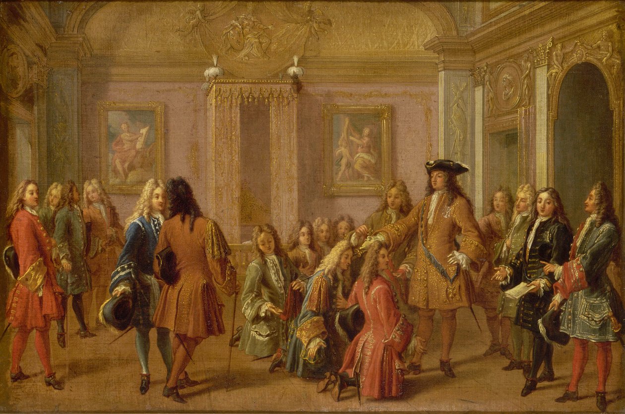 A Szent Lajos lovagrend első előléptetése XIV. Lajos által, Versailles 1693. május 8., 1710. alkotó: Francois Marot