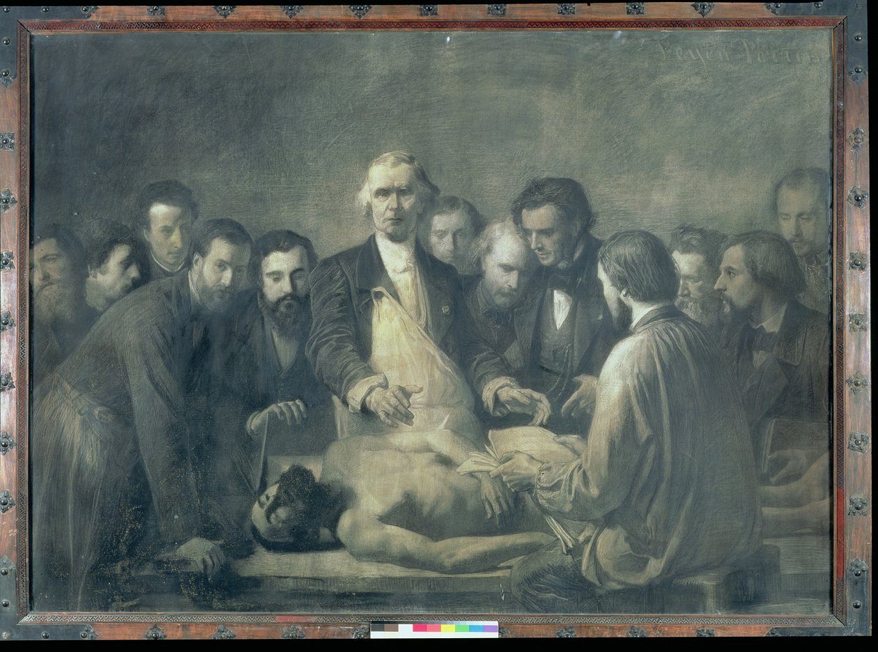 Doktor Velpeau (1795-1867) anatómiai leckéje (szén, vászonra fektetett papíron) alkotó: Francois Nicolas Augustin Feyen Perrin