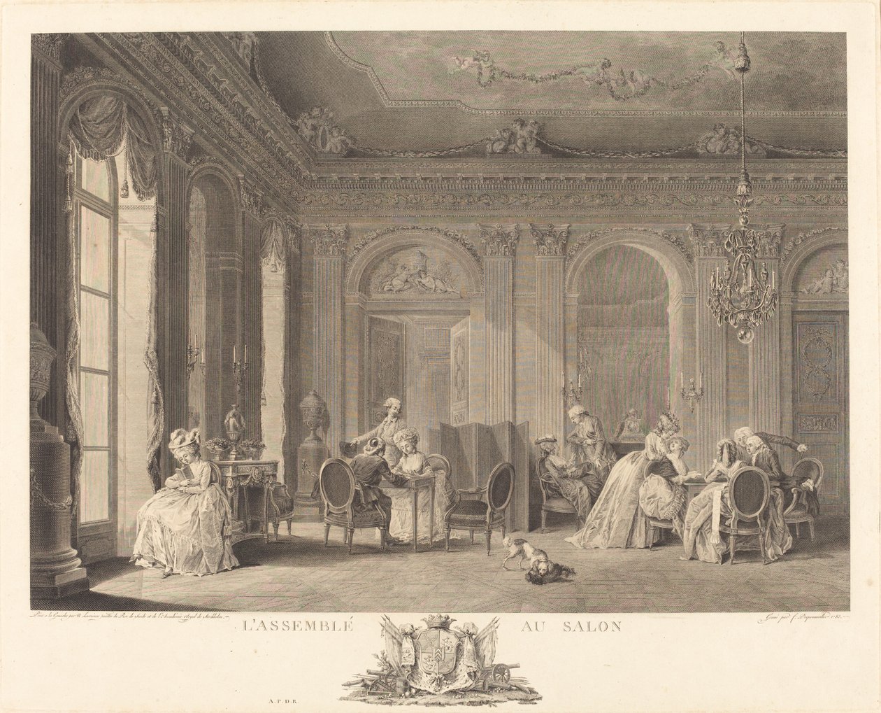 Az összeszerelés a nappaliban alkotó: Francois Nicolas Barthelemy Dequevauviller after Nicolas Lavreince