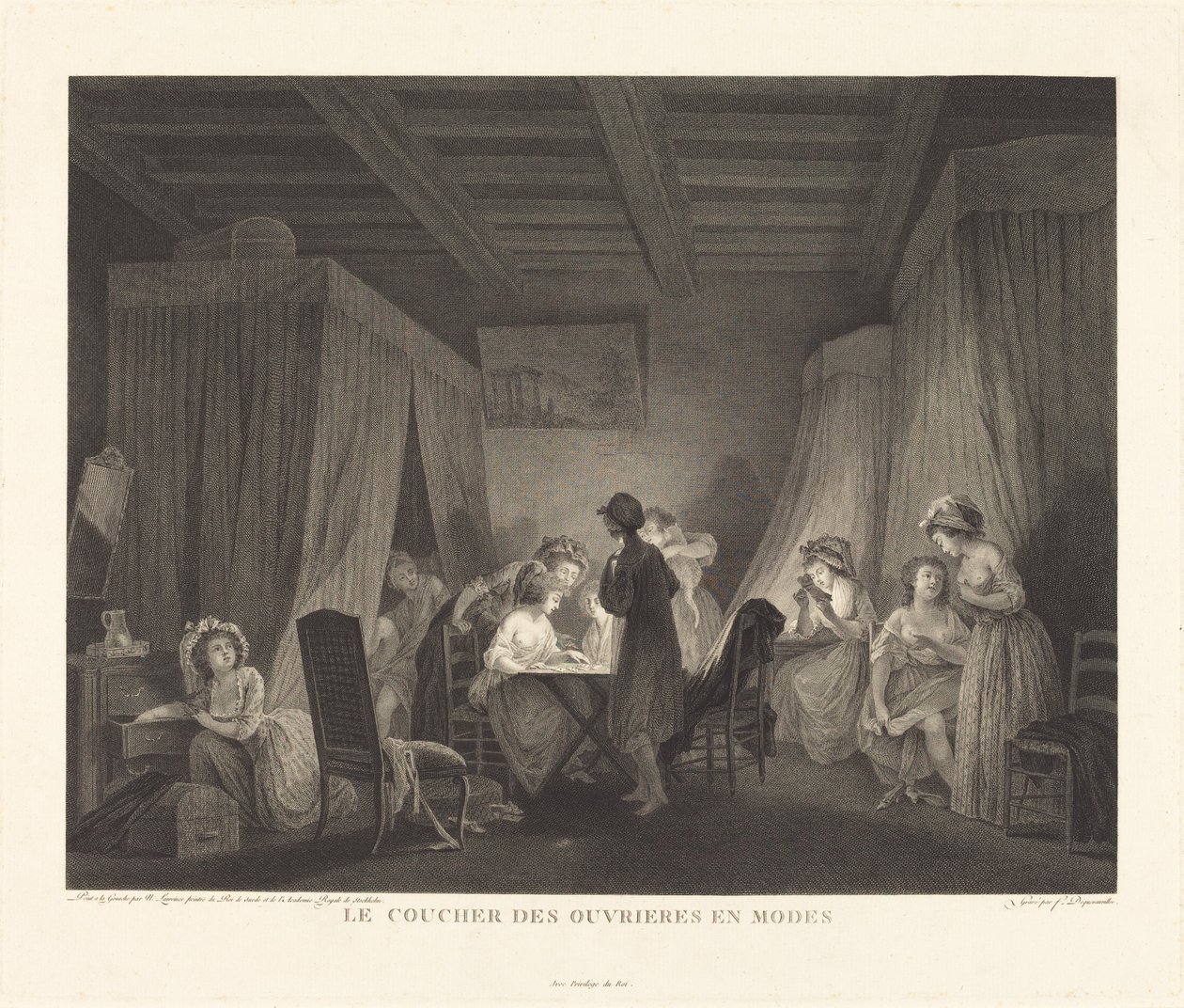 A dolgozók lefekvés ideje üzemmódban alkotó: Francois Nicolas Barthelemy Dequevauviller after Nicolas Lavreince