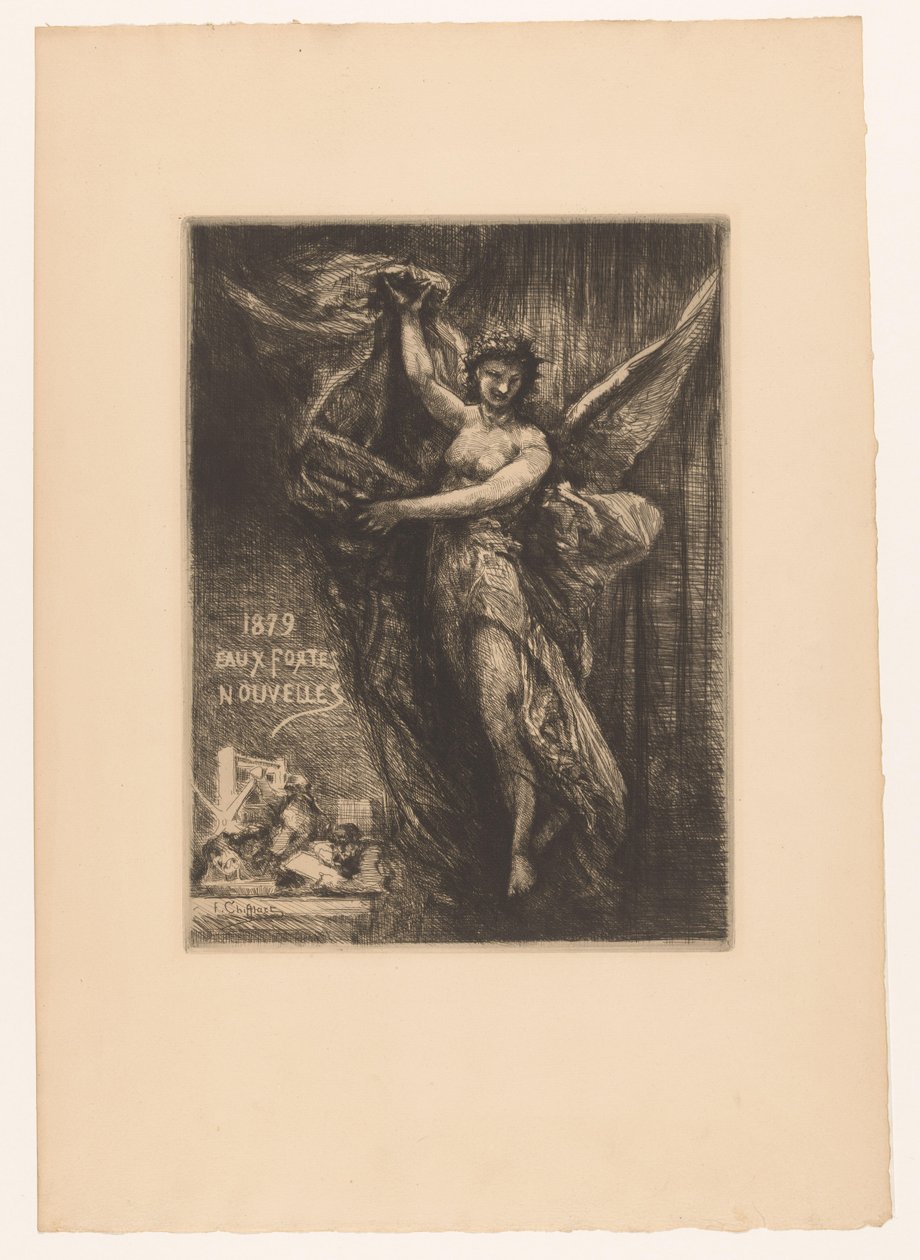 A Titelprent a drukperek közé teszi az engelt 1879 Új rézkarcok (cím a tárgyon) alkotó: Francois Nicolas Chifflart