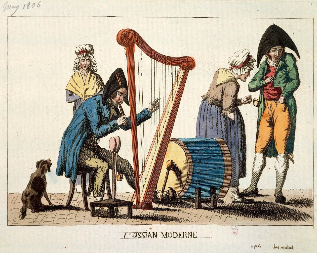 A modern Ossian karikatúrája, Francois Nicolas Martinet alkotó: Francois Nicolas Martinet