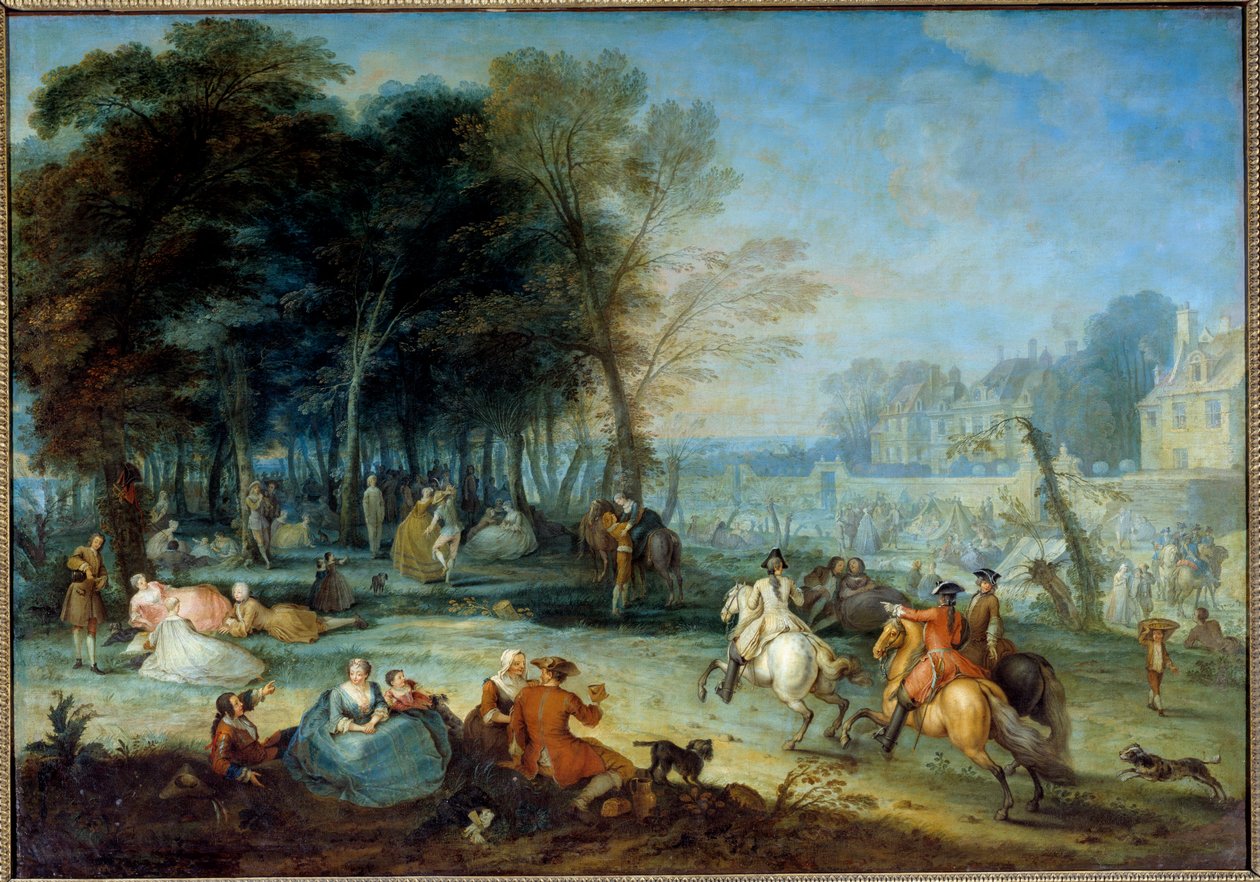 A Bezons Pique nique Champetre vásár Párizs környékén. Francois Octavien (1695-1740) festménye 1725 V. 1,35 x 1,95 m alkotó: Francois Octavien