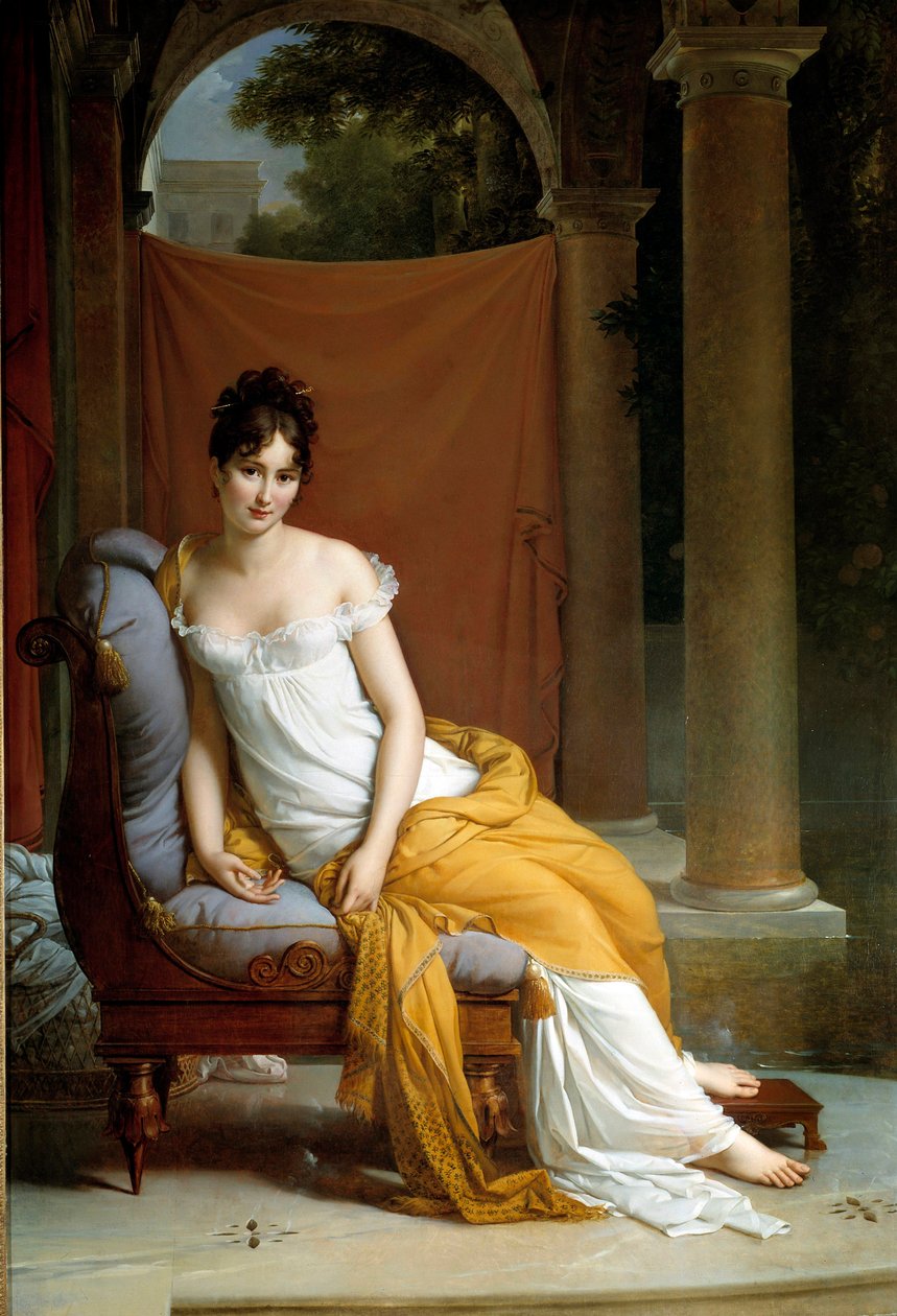 Juliette Recamier Madame Recamier (1777-1849), French Letters feleségének portréja. Francois Gerard (1770-1837) festménye 1805 V. 2,25 x 1,48 m Párizs, Carnavalet Múzeum - Juliette Recamier Madame Recamier (1777-1849) portréja, francia szoc. alkotó: Baron François Pascal Simon Gérard