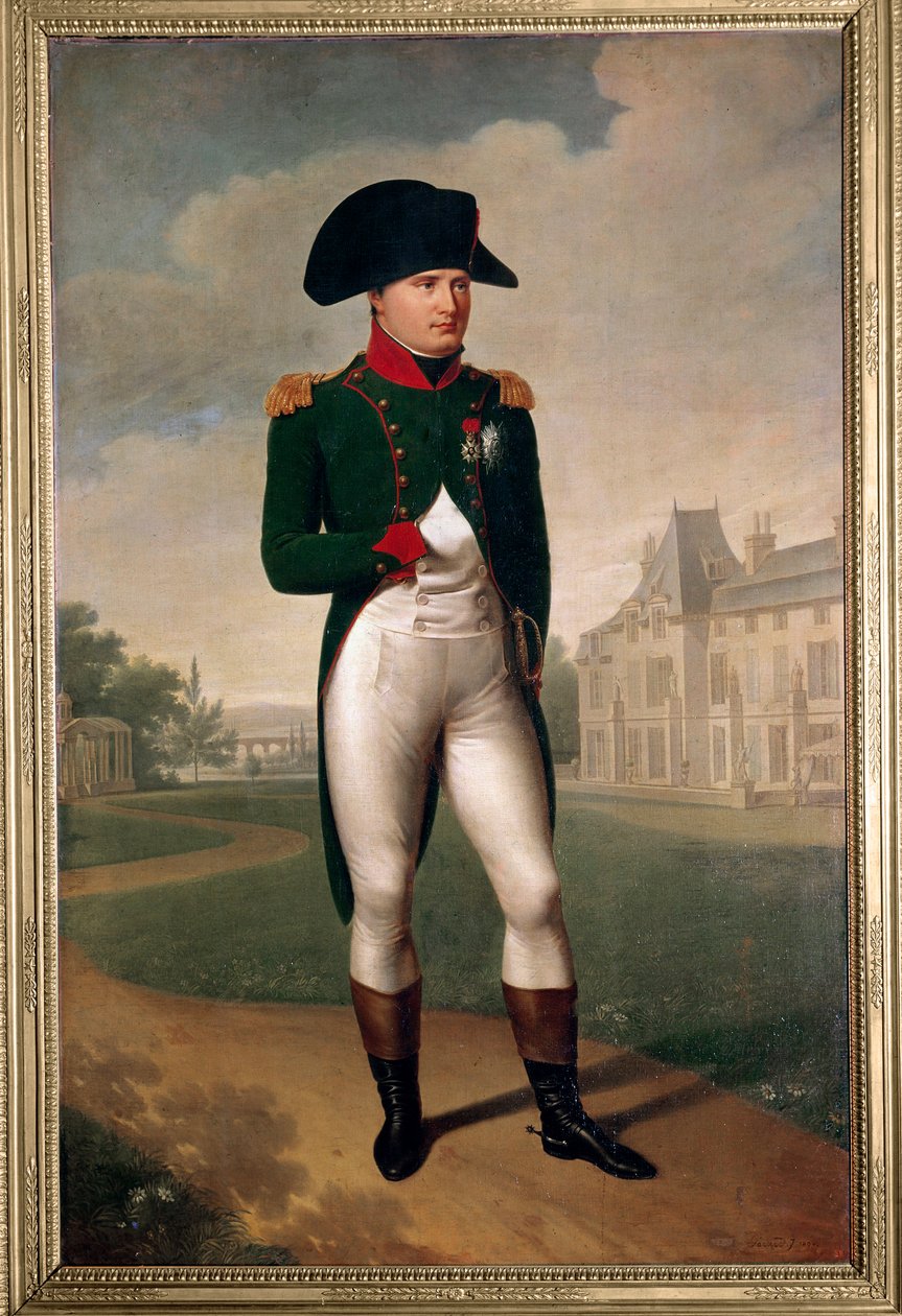 Napóleon bonaparte (1769-1821) portréja a malmaisoni kastély előtt (konzulnak öltözve). Reuil Malmaisonban (Hauts de Seine) 1804-ben. Francois Gerard (1770-1837) festménye 19. századi Malmaison, musee du chateau - Napo egészalakos portréja alkotó: Baron François Pascal Simon Gérard