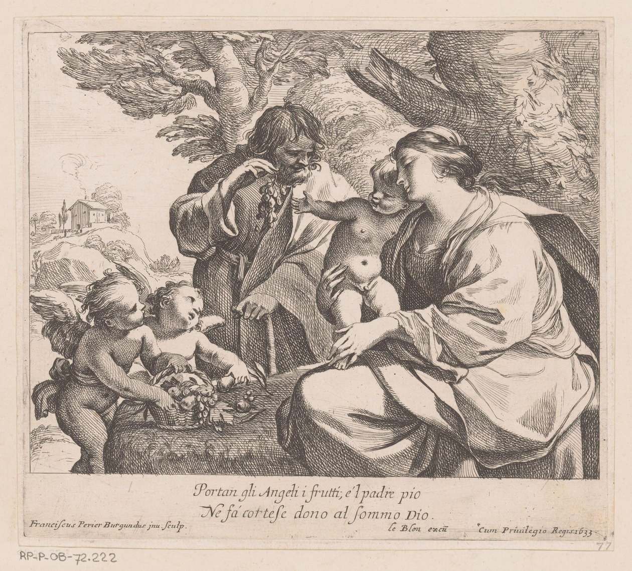 Szent család puttival és szőlővel Portan gli Angeli i frutti (...) (cím a tárgyon) alkotó: Francois Perrier