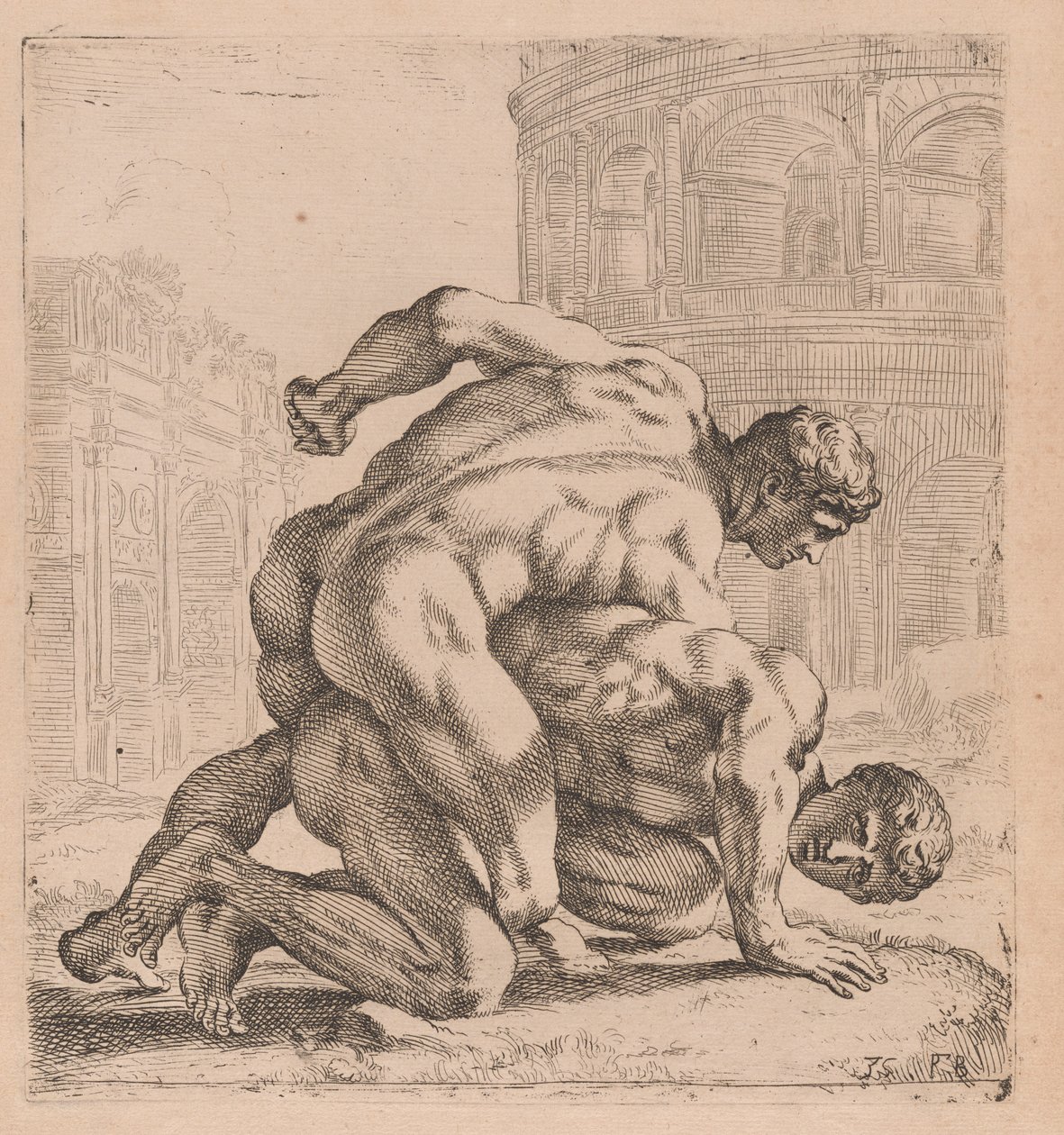A Medici Wrestlers oldalnézetben jobbra fordulva [35. tábla] alkotó: Francois Perrier