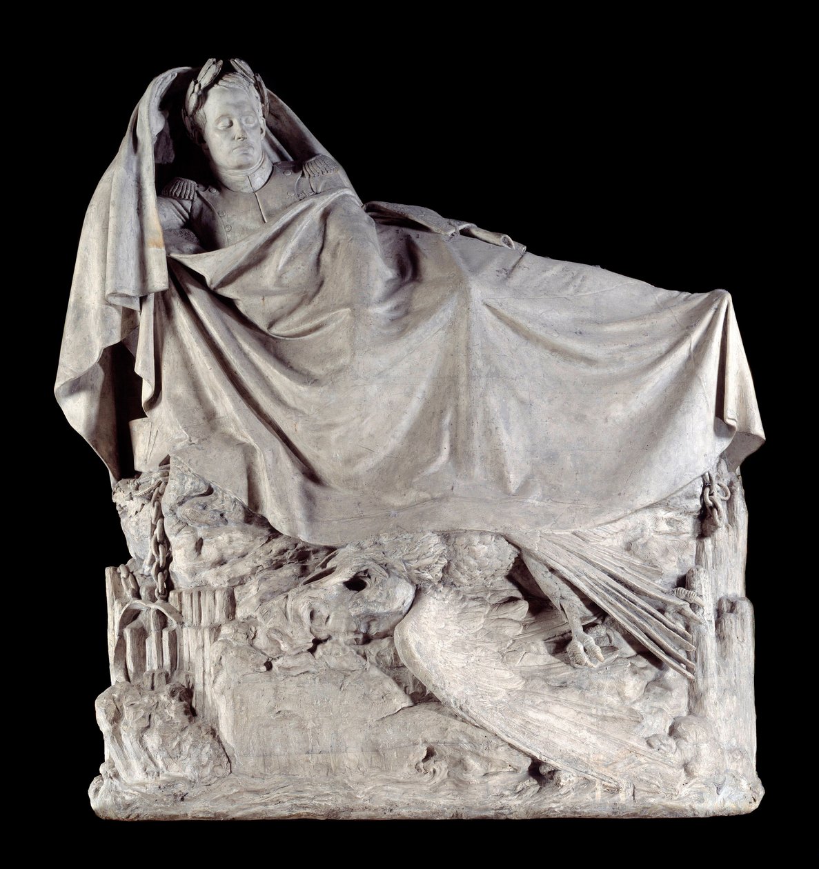 I. Napóleon császár (1769-1821) a halhatatlanra ébred. Francois Rude (1784-1855) gipsz szobra, 1842 Párizs, d