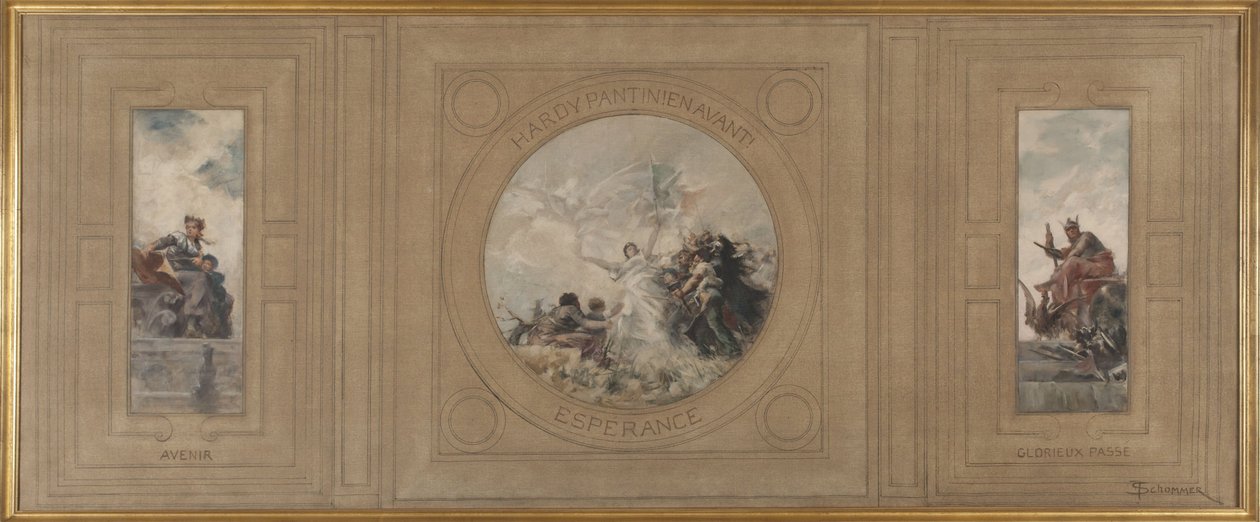 A pantini városháza vázlata: Avenir. Hardy Pantin! Előre. Espérance. Dicső múlt, 1886-ban (olaj, vászon) alkotó: Francois Schommer
