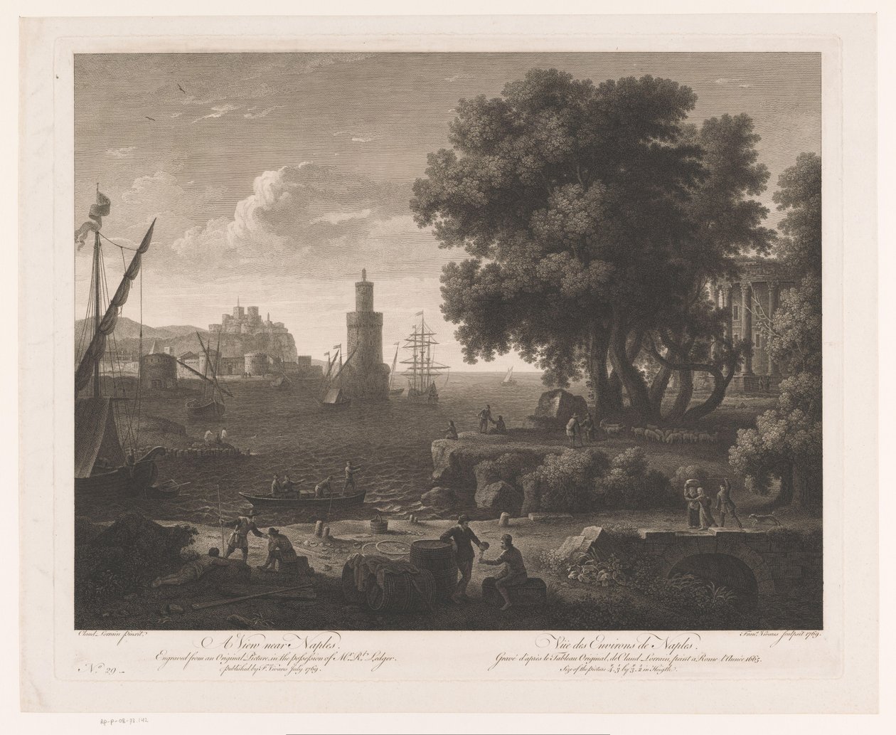 Kilátás a tengerpartra Nápoly közelében Kilátás Nápoly közelében / Vüe des Environs de Naples (cím a tárgyon) alkotó: Francois Vivares