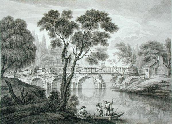 Terv egy romos hídhoz a Syon House kertjébe, 1778-ban jelent meg (metszet) alkotó: Francois Vivarez