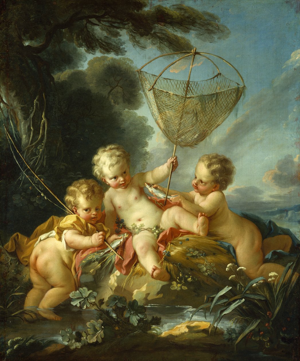 Putti mint halász, 1744 körül alkotó: François Boucher