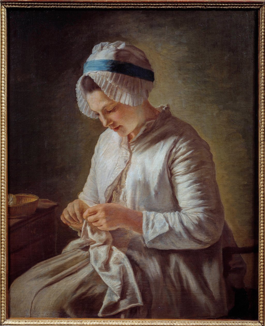 Női portré a Fiatal nő kötés című könyve. Francoise Duparc (1726-1778) festménye 18. század V. 0,78x0,64 m Marseille, musee des Beaux Arts - Kötő nő portréja. Francoise Duparc (1726-1778) festménye alkotó: Francoise Duparc