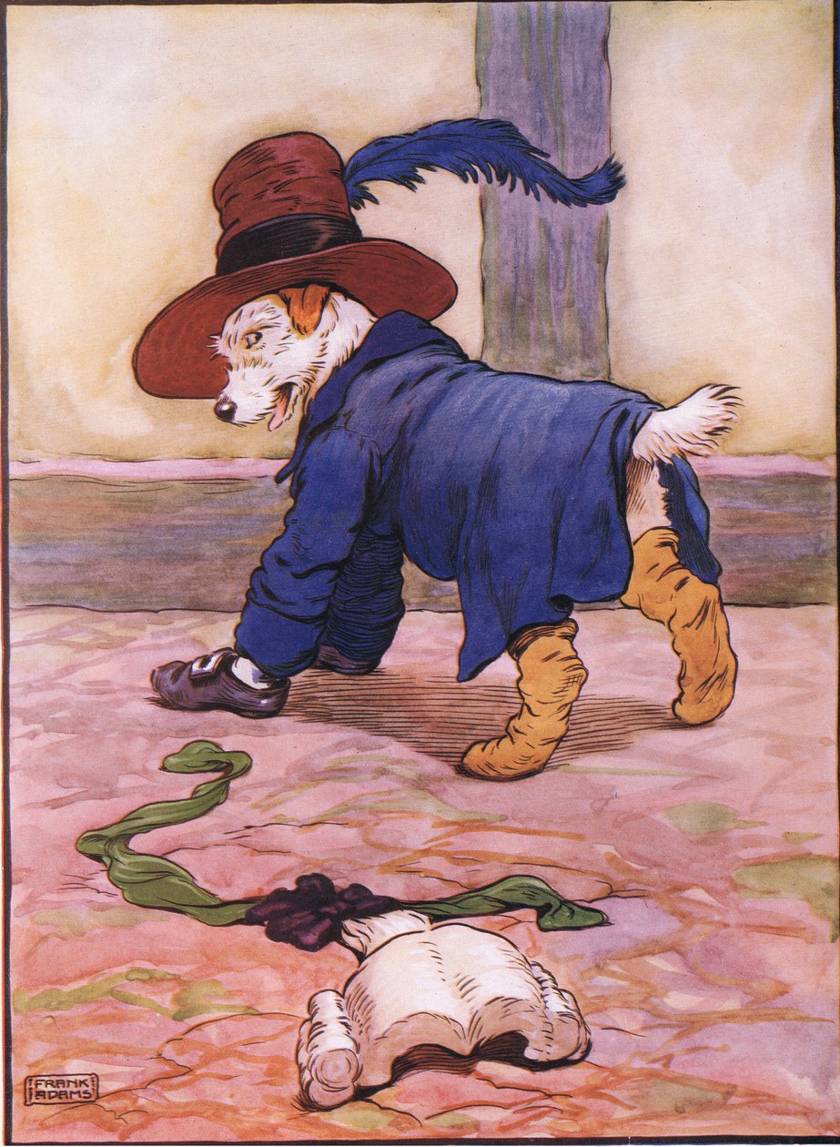 Elment a harisnyaüzletbe, hogy vegyen neki egy harisnyát, amikor visszajött bach, a férfi fel volt öltözve, 1930-as években. alkotó: Frank Adams