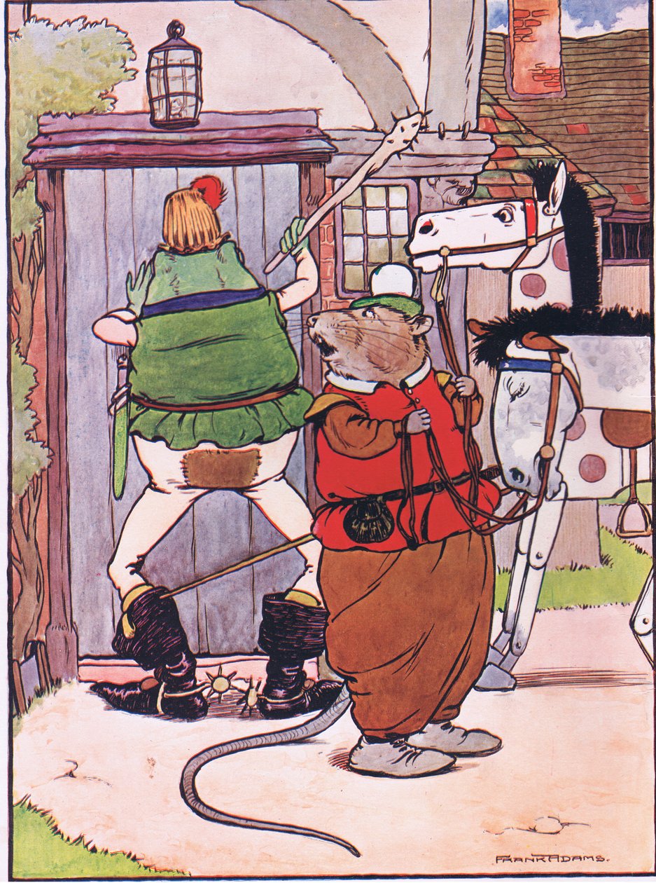The Gave a Loud Knock, illusztráció a „The Frog would a Wooing Go” című művéből, Charles H. Bennett, 1916 alkotó: Frank Adams