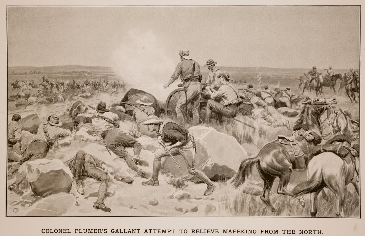 Plumer ezredes vitéz kísérlete a Mafeking felmentésére északról, F. J. Mackenzie nyomán alkotó: Frank Dadd