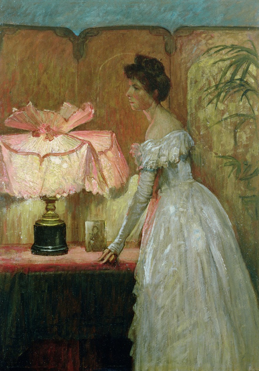 Lámpafényes tanulmány egy enteriőrről, 1891 alkotó: Frank Dicksee