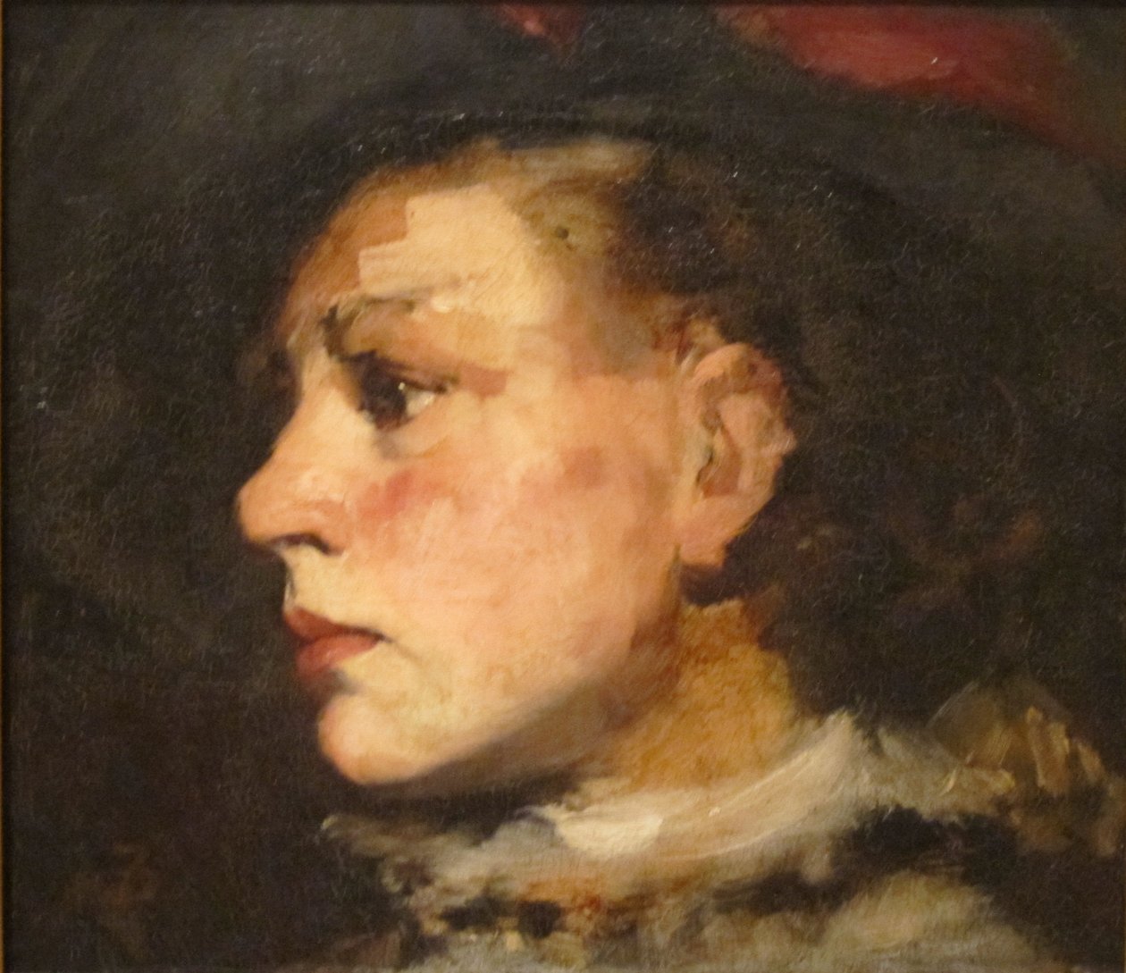 Egy kalapos lány profilja alkotó: Frank Duveneck