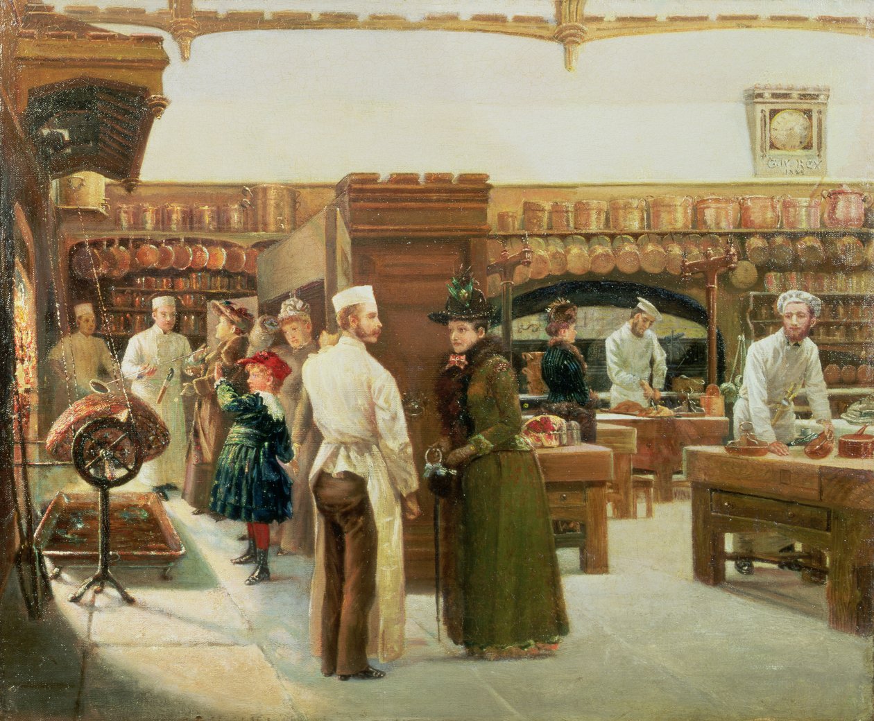 A windsori kastély konyhájának belső vizsgálata a királyi család látogatásával, 1886 alkotó: Frank Watkins
