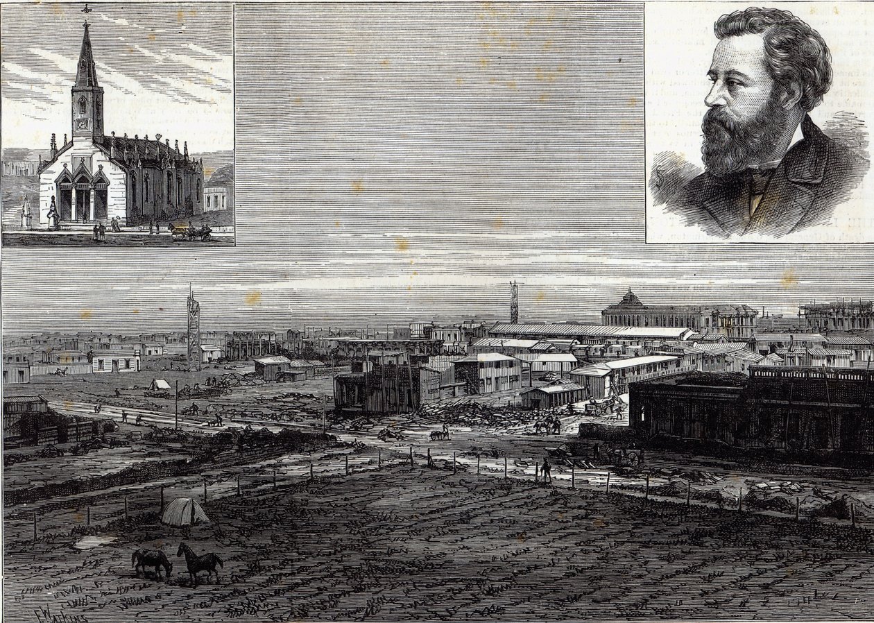 La Plata új városa, Buenos Ayres, az Argentin Köztársaság fővárosa, az Illustrated London Newsból, 1884. augusztus 23. alkotó: Frank Watkins