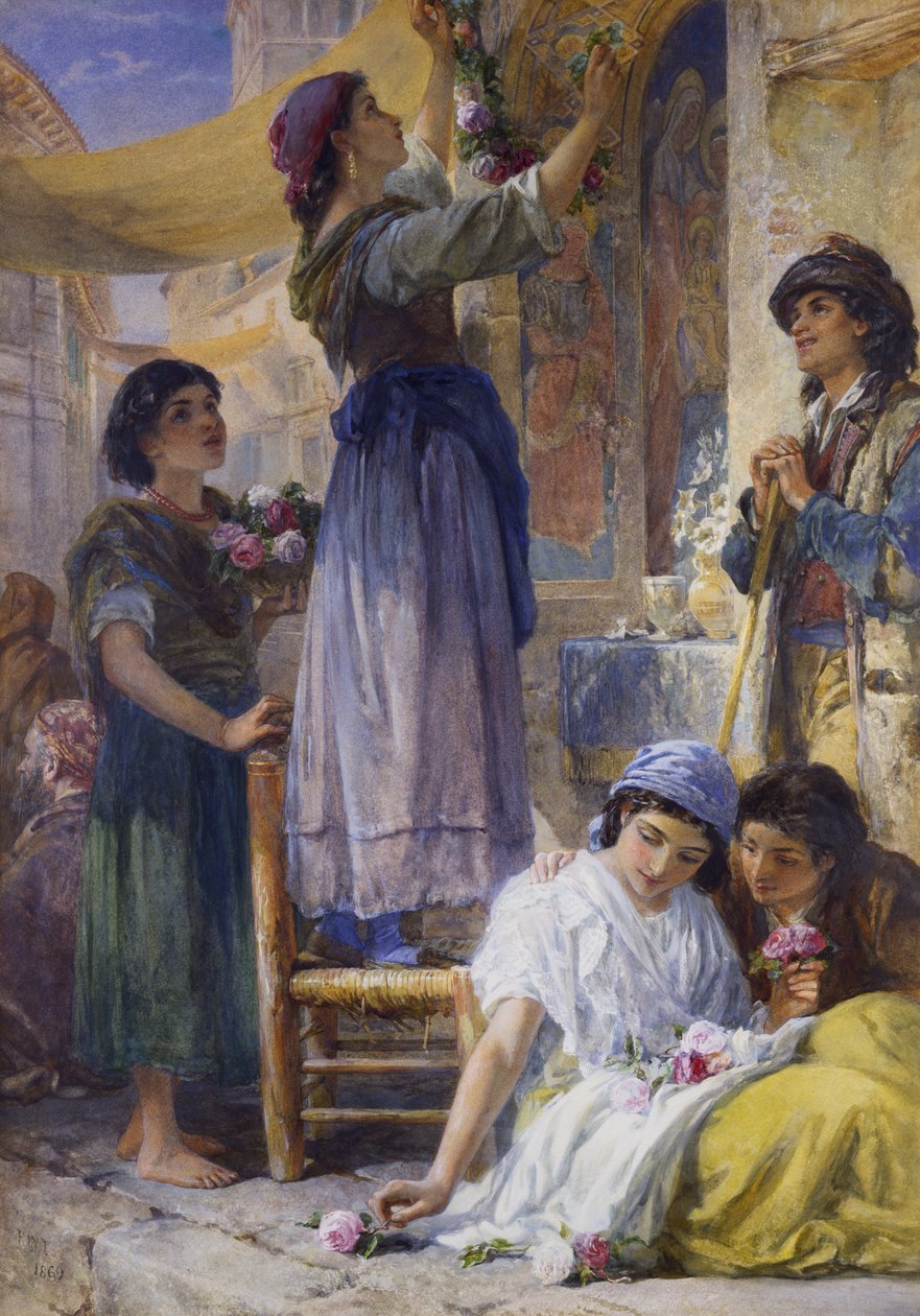 Készülődés a fesztiválra, 1869 alkotó: Frank William Warwick Topham