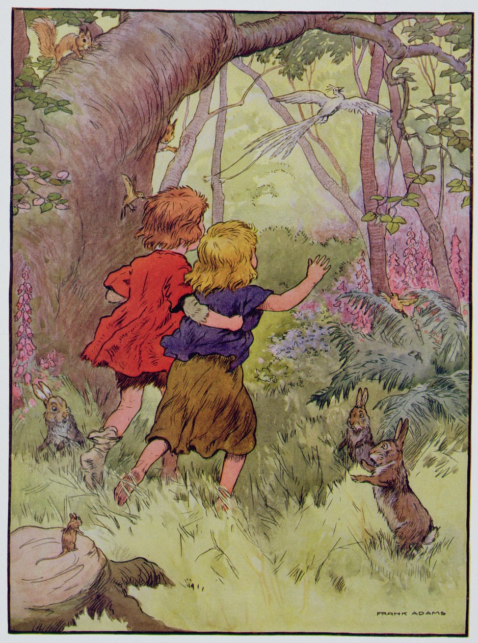 Hansel és Gretel, illusztráció a „The Beautiful Book of Nursery Rhymes, Stories and Pictures”-ből, Frank Adams, kiadó: Blackie und Son alkotó: Frank Adams