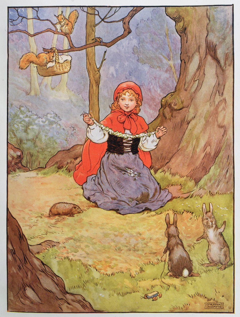 Piroska, illusztráció a „The Beautiful Book of Nursery Rhymes, Stories and Pictures” című könyvből, Frank Adams, kiadó: Blackie and Son alkotó: Frank Adams
