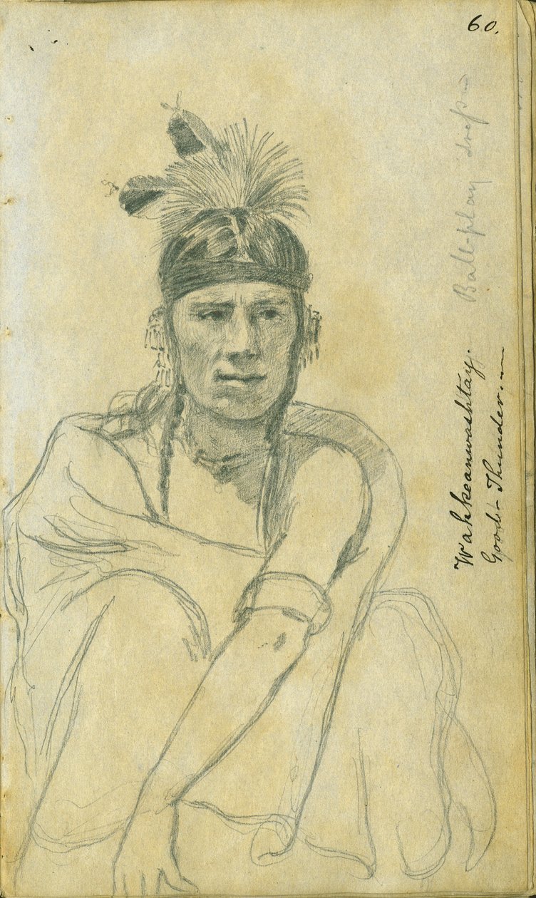 Good Thunder portréja labdajátékos jelmezében, 1851 alkotó: Frank Blackwell Mayer