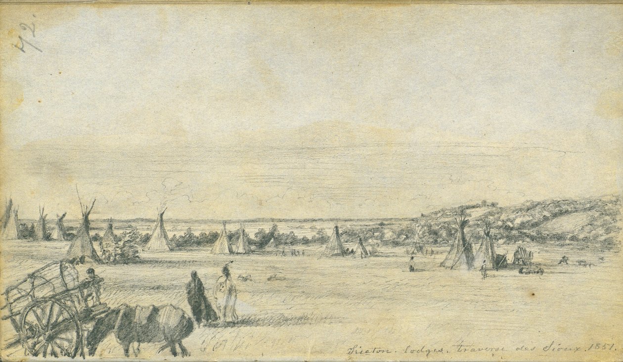 Siseton Lodges, Traverse des Sioux, 1851 alkotó: Frank Blackwell Mayer