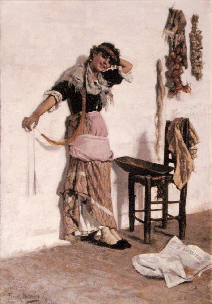 Egy velencei piaci lány alkotó: Frank Bramley