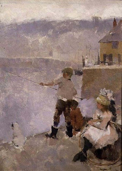 Horgászat a rakparton alkotó: Frank Bramley