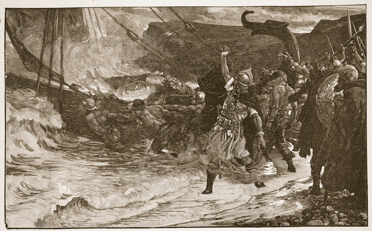 Egy viking temetése, illusztráció a 