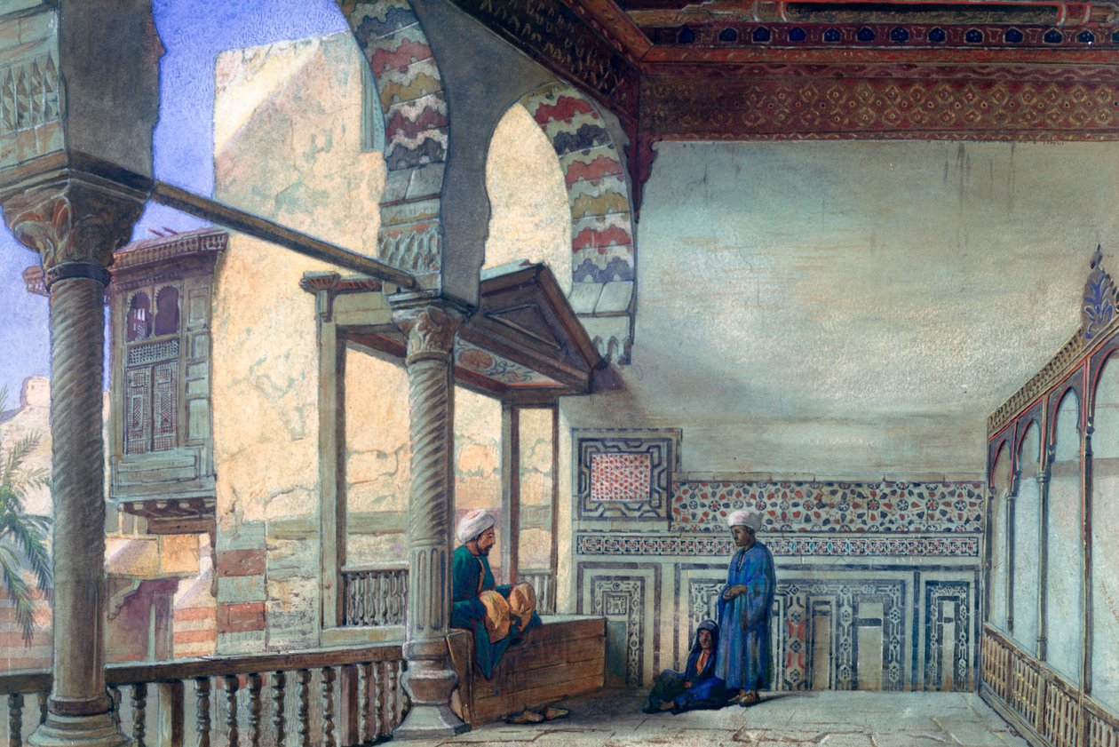 Loggia, nyári fogadás, Memlook Radnau Beys House, Kairó, 1870 alkotó: Frank Dillon