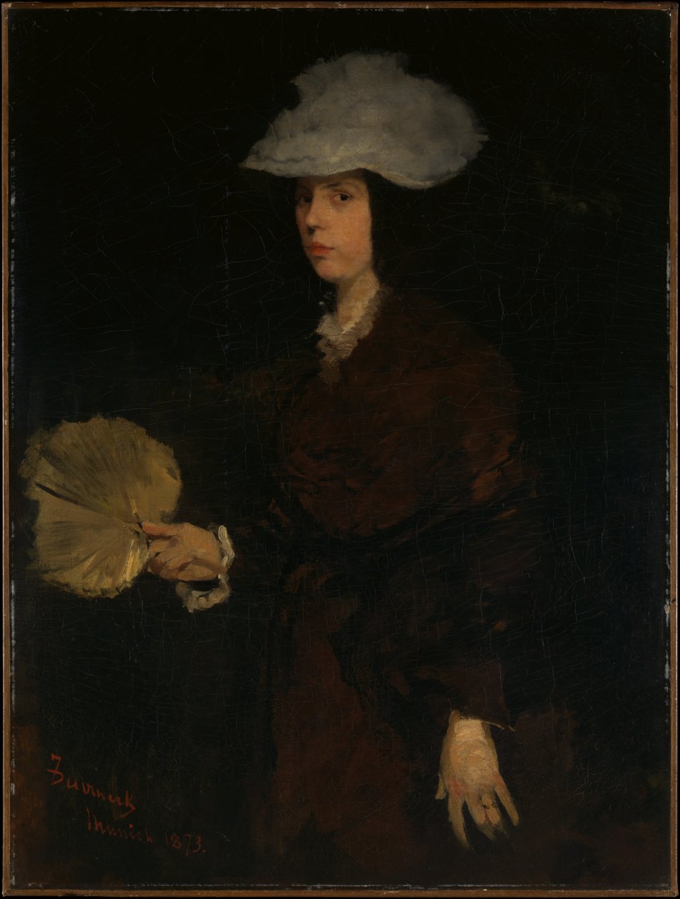 Hölgy legyezővel alkotó: Frank Duveneck