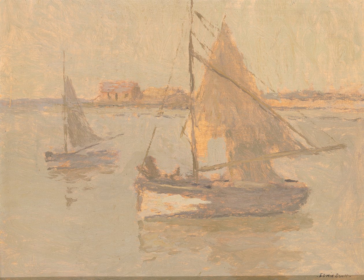 Honfleur horgászcsónakok sz. 1, n.d. alkotó: Frank Edwin Scott