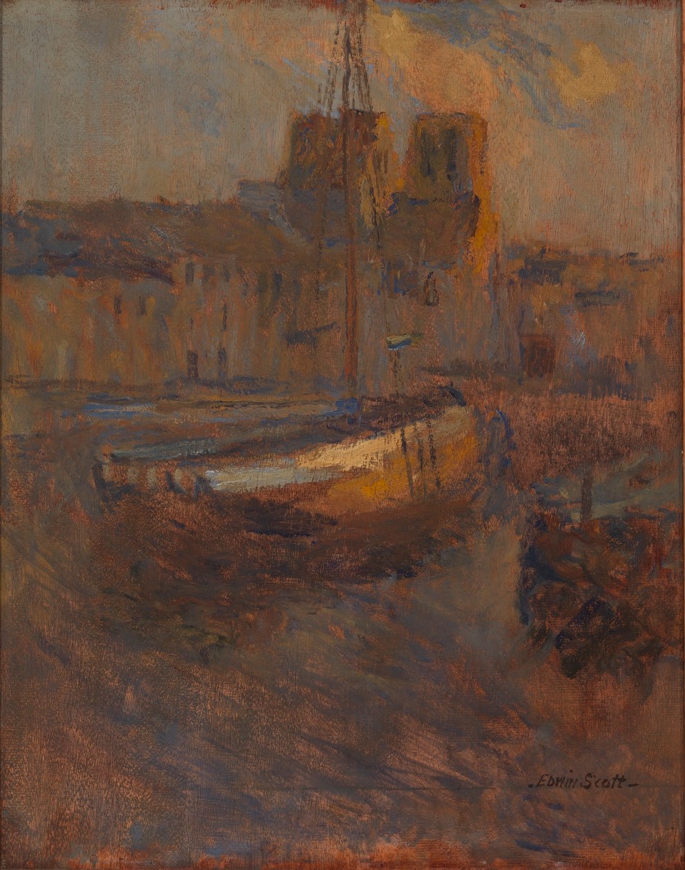 Horgonyzó hajók, Cherbourg no. II alkotó: Frank Edwin Scott