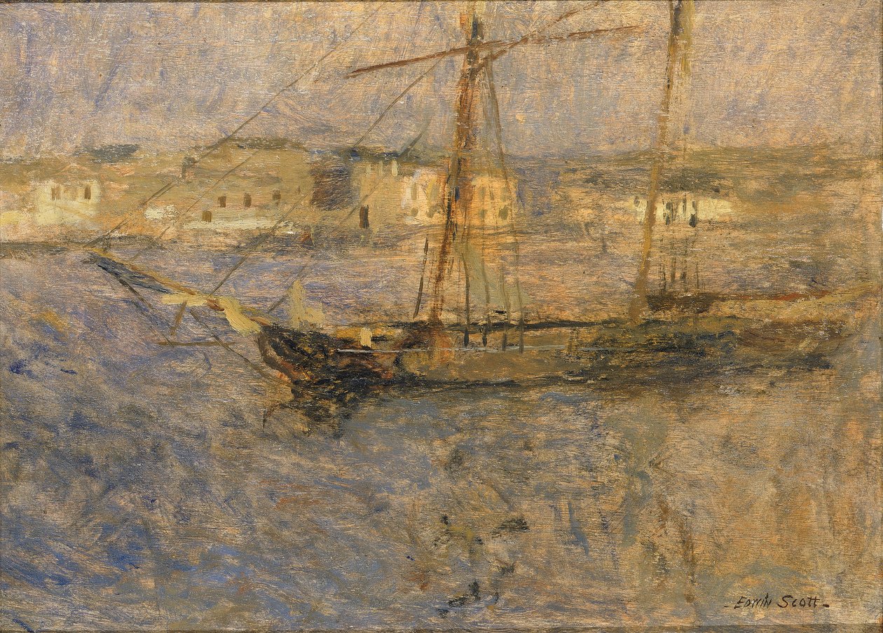 Hajók Anchorban, Cherbourgban, sz. I, n.d. alkotó: Frank Edwin Scott