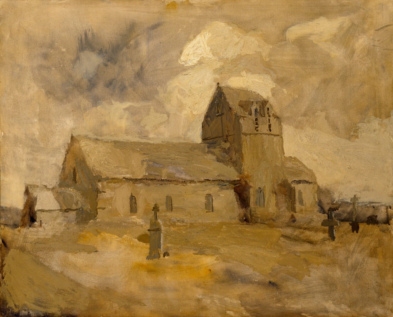 Falusi templom és temető, Bretagne alkotó: Frank Edwin Scott