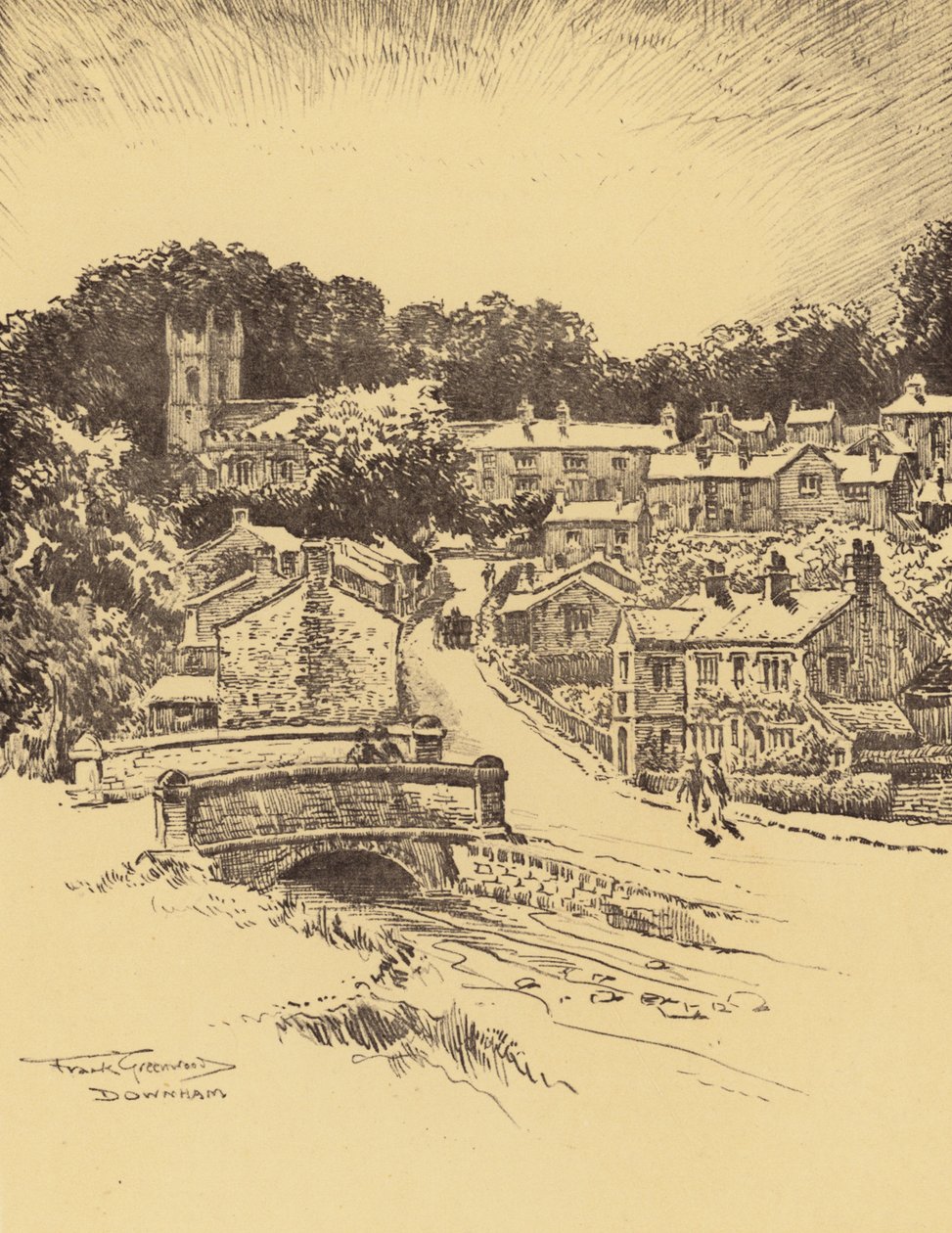 Downham Village (litográfia) alkotó: Frank Greenwood