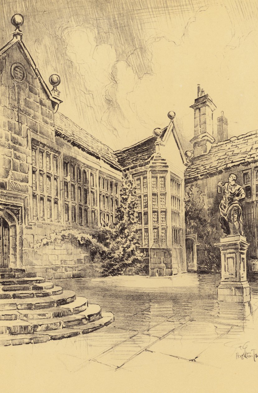 Hoghton Tower, A felső udvar (litográfia) alkotó: Frank Greenwood