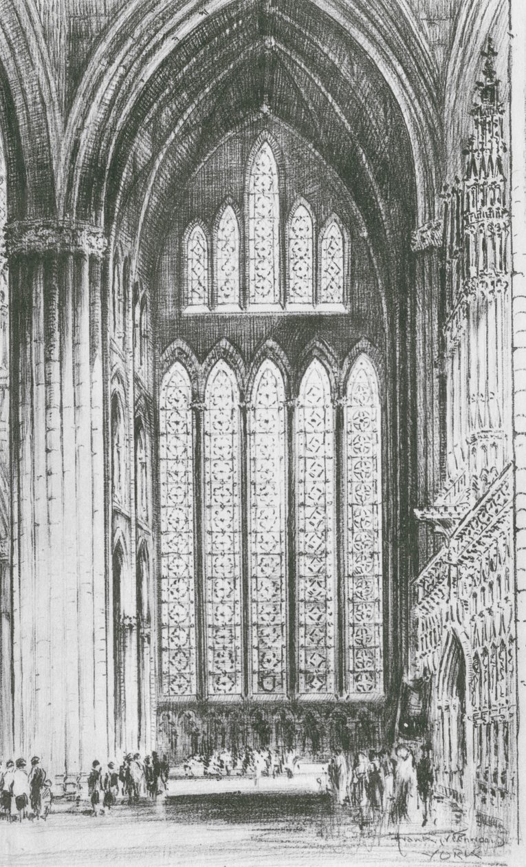 Az öt nővér ablaka, York Minster (litográfia) alkotó: Frank Greenwood